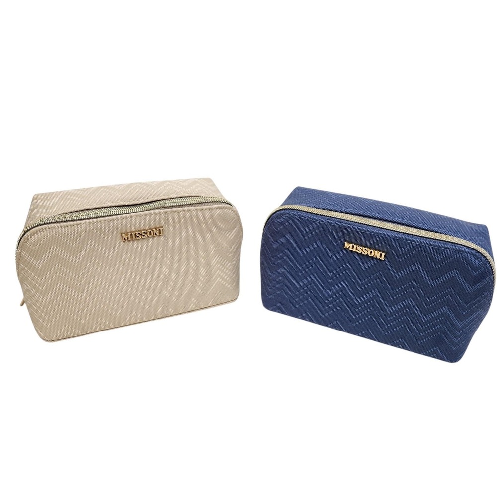 Missoni x Delta Toiletry Bags Lot of 2Travel Cosmetic Zip Case Pouch Set